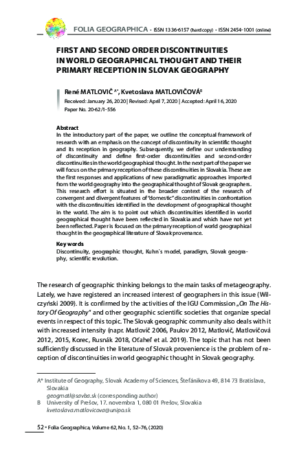 (PDF) FIRST AND SECOND ORDER DISCONTINUITIES IN WORLD GEOGRAPHICAL ...