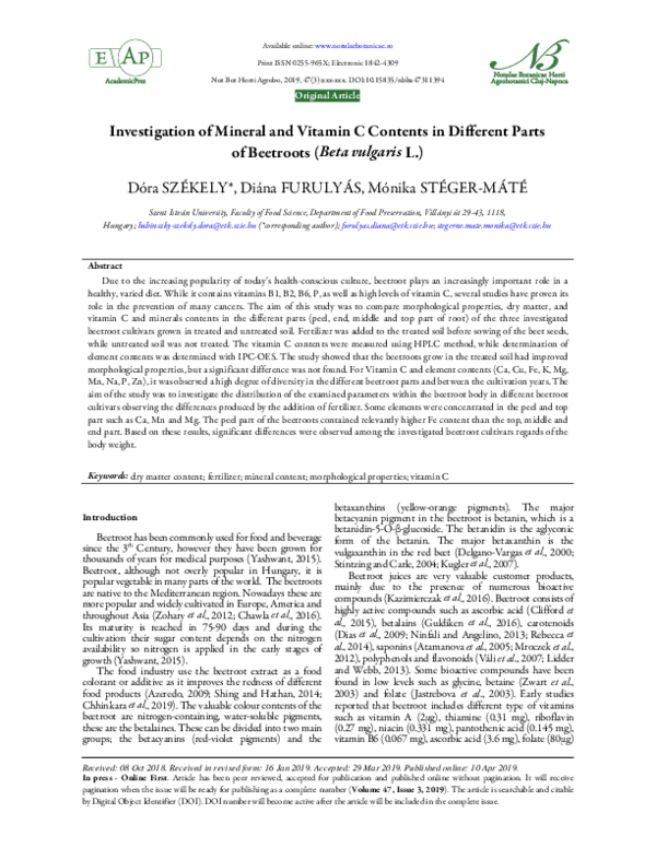 (PDF) Investigation of Mineral and Vitamin C Contents in Different ...