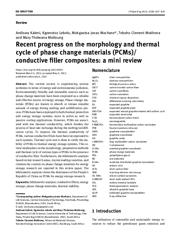 (PDF) Recent progress on the morphology and thermal cycle of phase ...