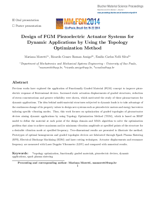 (PDF) Design of FGM Piezoelectric Actuator Systems for Dynamic ...