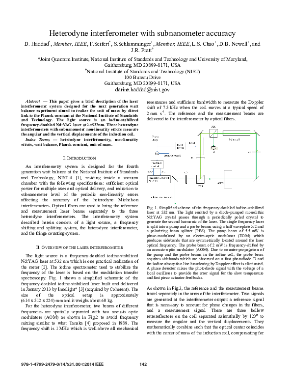 (PDF) Heterodyne interferometer with subnanometer accuracy