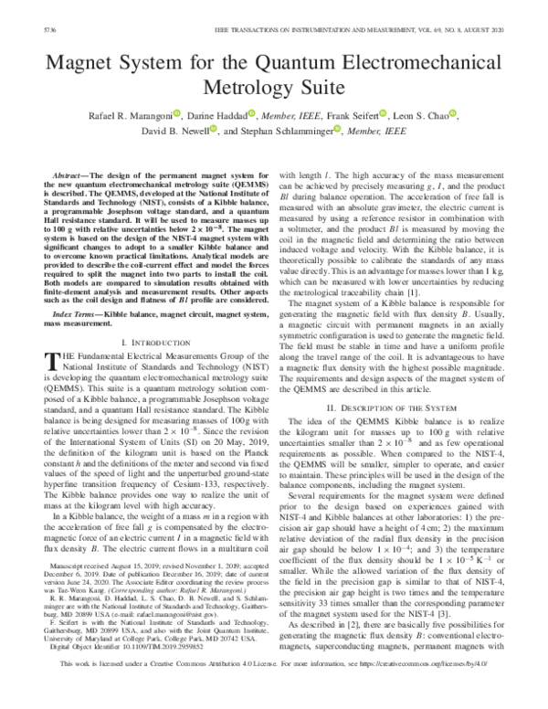 (PDF) Magnet System for the Quantum Electromechanical Metrology Suite