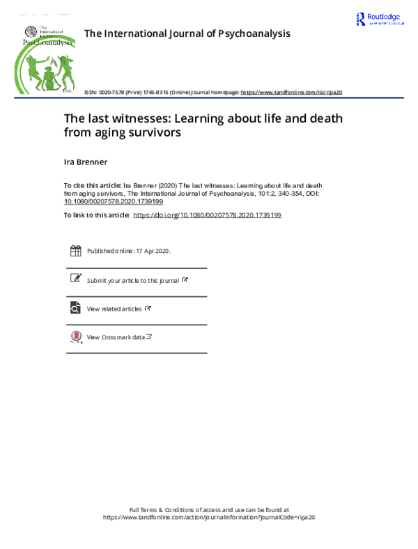 (PDF) The last witnesses: Learning about life and death from aging ...