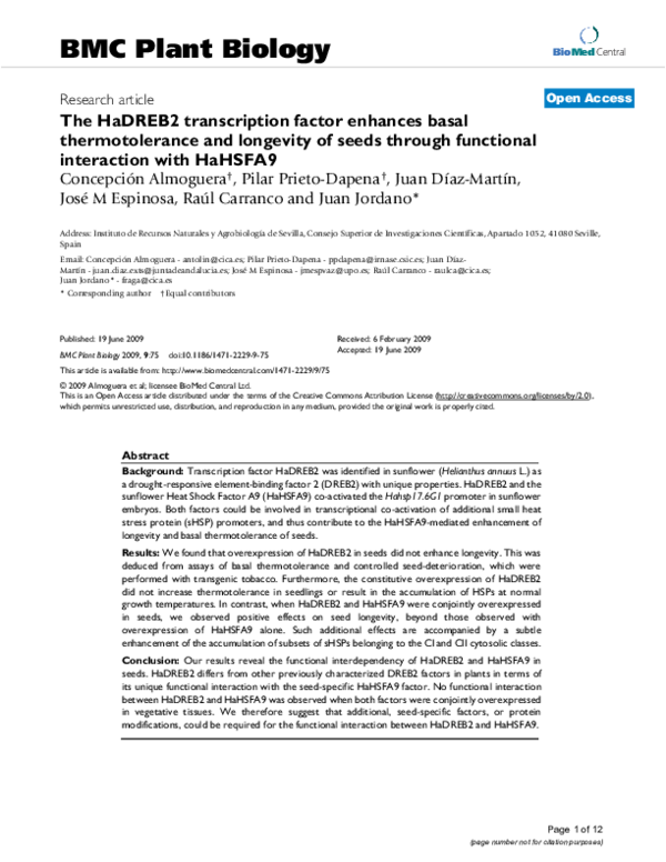 (PDF) BMC Plant Biology BioMed Central