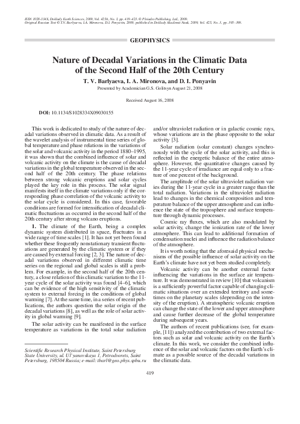 (PDF) Nature of decadal variations in the climatic data of the second ...