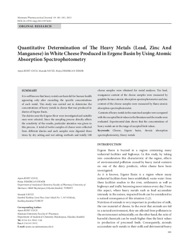 (PDF) Quantitative Determination of The Heavy Metals (Lead, Zinc And ...