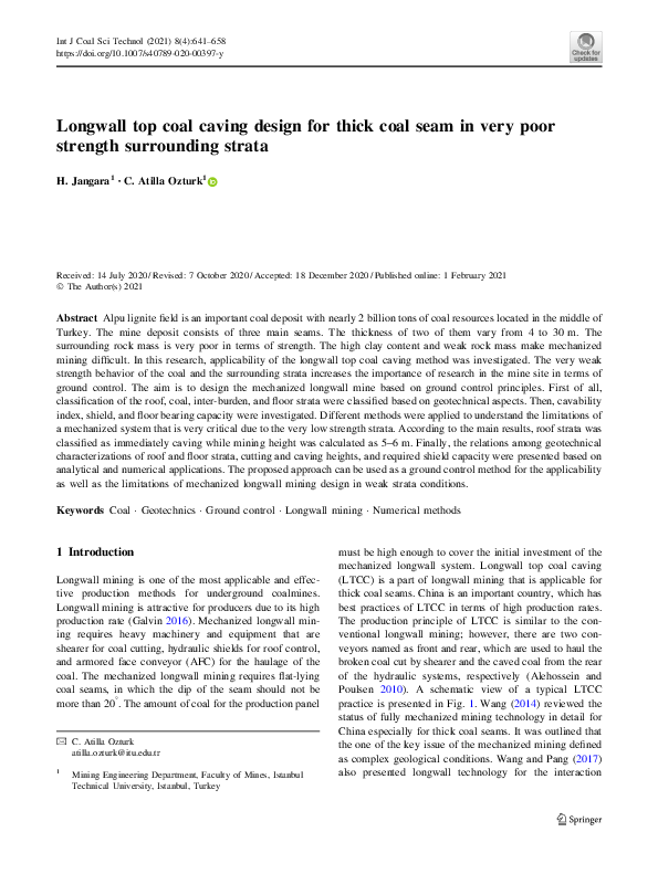 (PDF) Longwall top coal caving design for thick coal seam in very poor ...