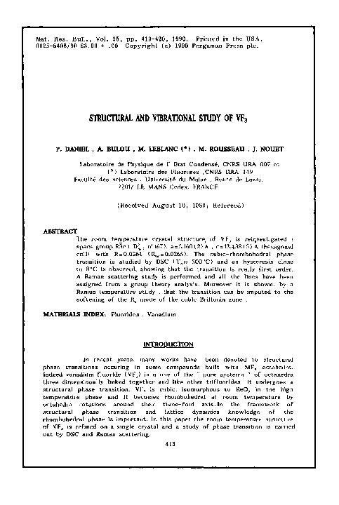 (PDF) Structural and vibrational study of VF3