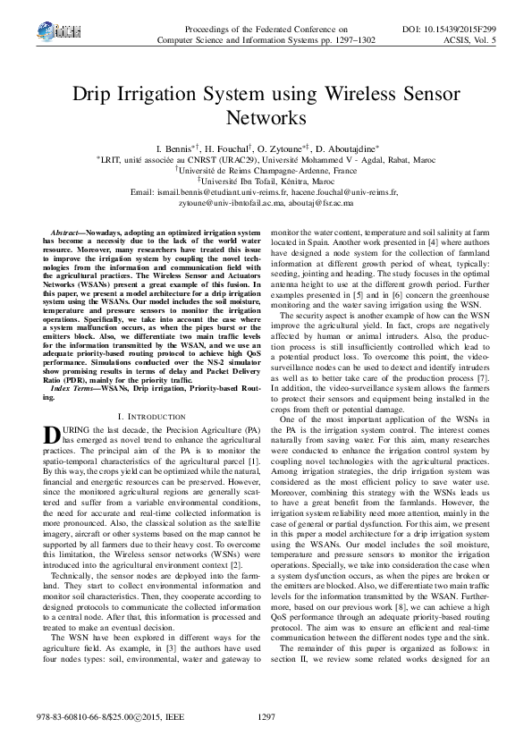 (PDF) Drip Irrigation System using Wireless Sensor Networks
