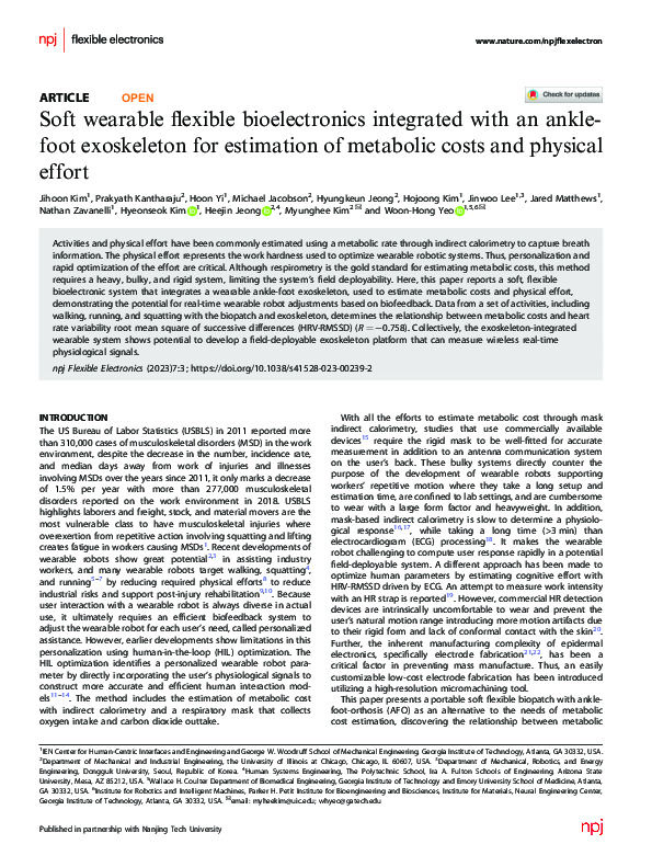 (PDF) Soft wearable flexible bioelectronics integrated with an ankle ...