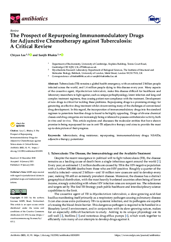 (PDF) The Prospect of Repurposing Immunomodulatory Drugs for Adjunctive ...