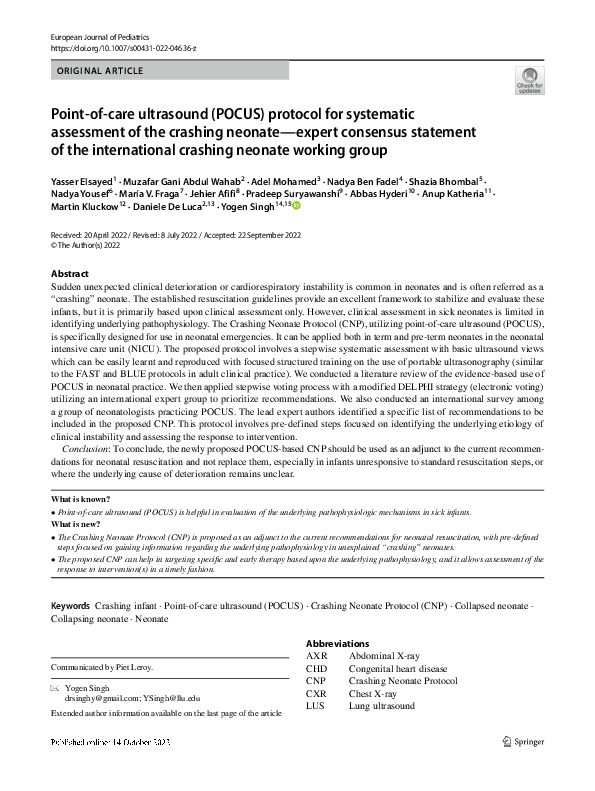 (PDF) Point-of-care ultrasound (POCUS) protocol for systematic ...