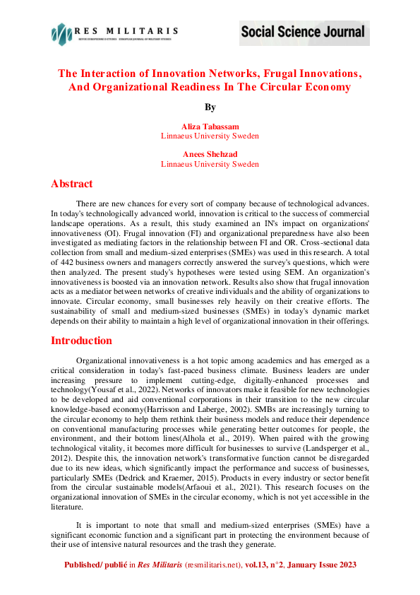 (PDF) The Interaction of Innovation Networks, Frugal Innovations, And ...