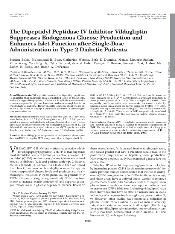 (PDF) The Dipeptidyl Peptidase IV Inhibitor Vildagliptin Suppresses ...