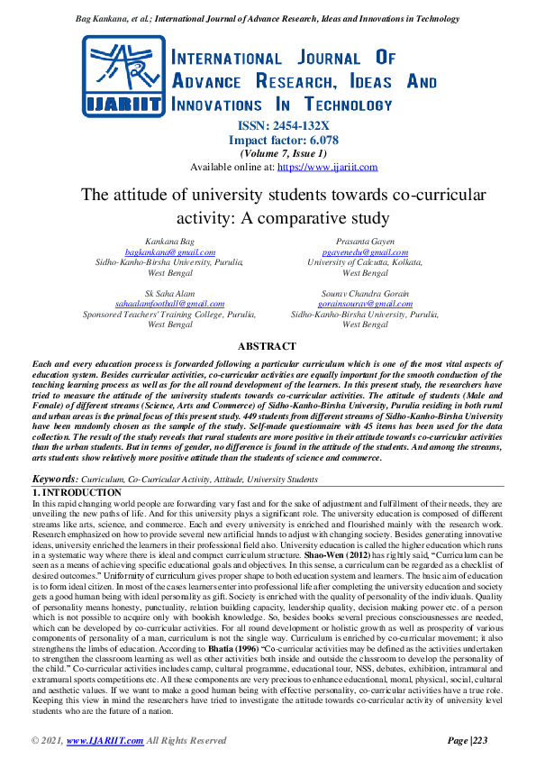 (PDF) The attitude of university students towards co-curricular ...