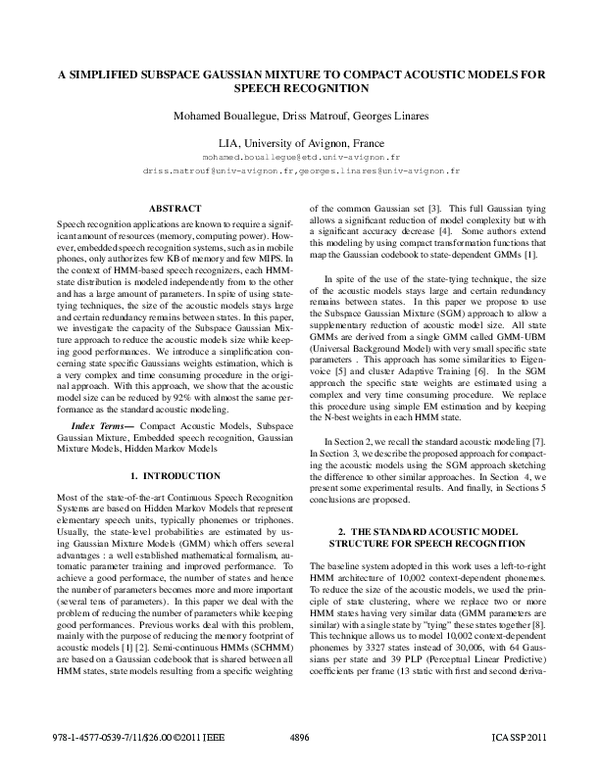 (PDF) A simplified Subspace Gaussian Mixture to compact acoustic models ...