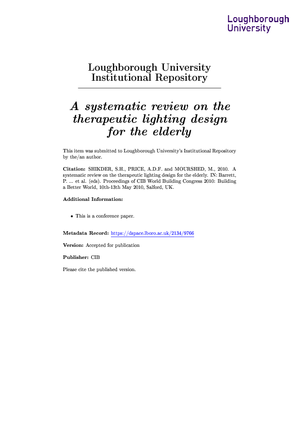 (PDF) A Systematic Review on the Therapeutic Lighting Design for the