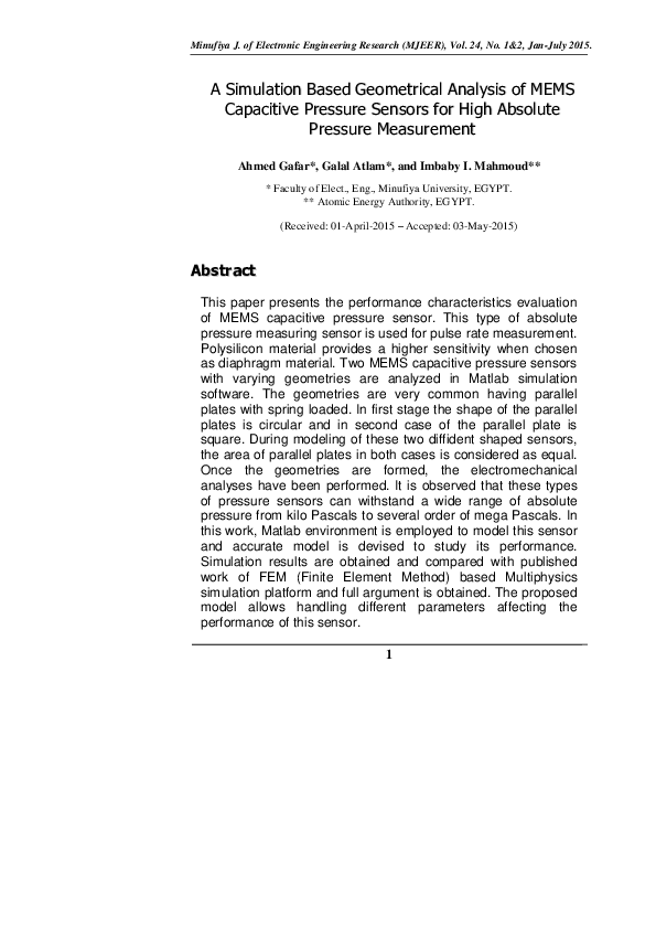 (PDF) A Simulation Based Geometrical Analysis of MEMS Capacitive ...