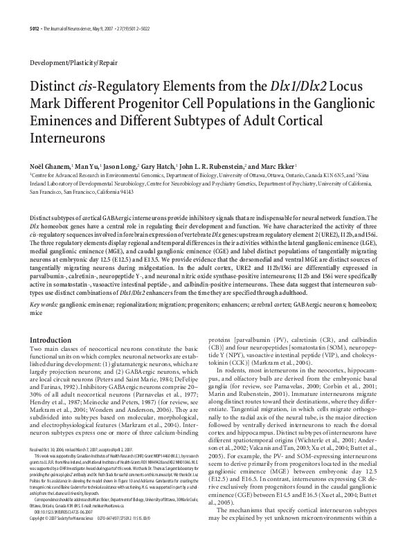 (PDF) Faculty of 1000 evaluation for Distinct cis-regulatory elements ...