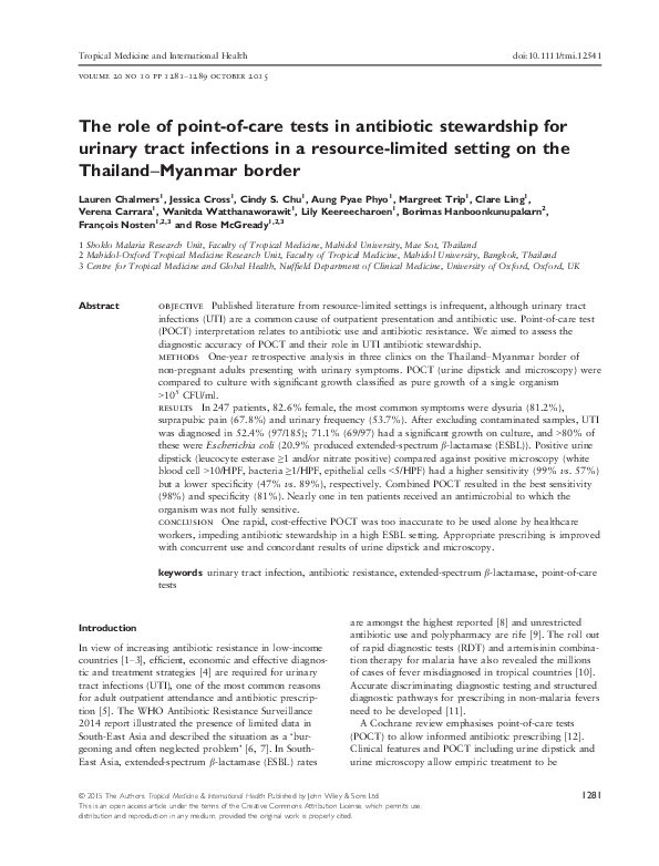 (PDF) The role of point of care tests in antibiotic stewardship for ...