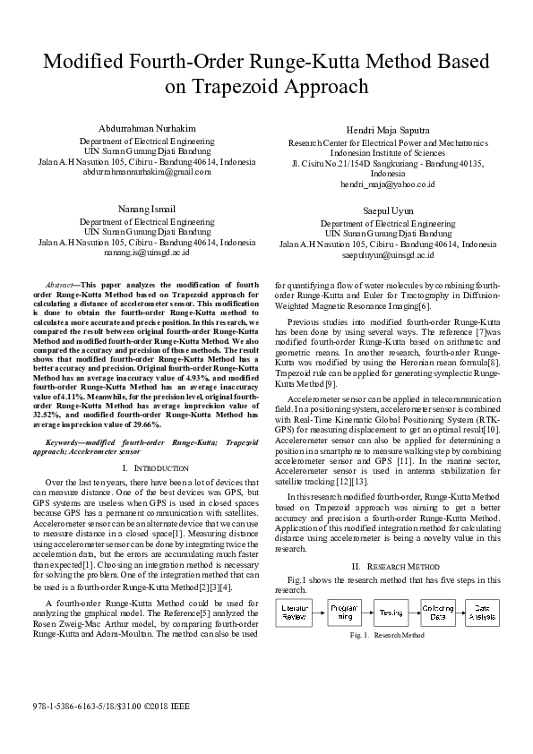(PDF) Modified Fourth-Order Runge-Kutta Method Based on Trapezoid Approach