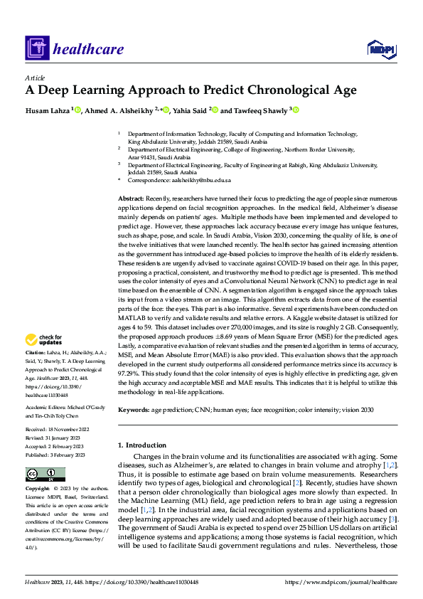 (PDF) A Deep Learning Approach to Predict Chronological Age