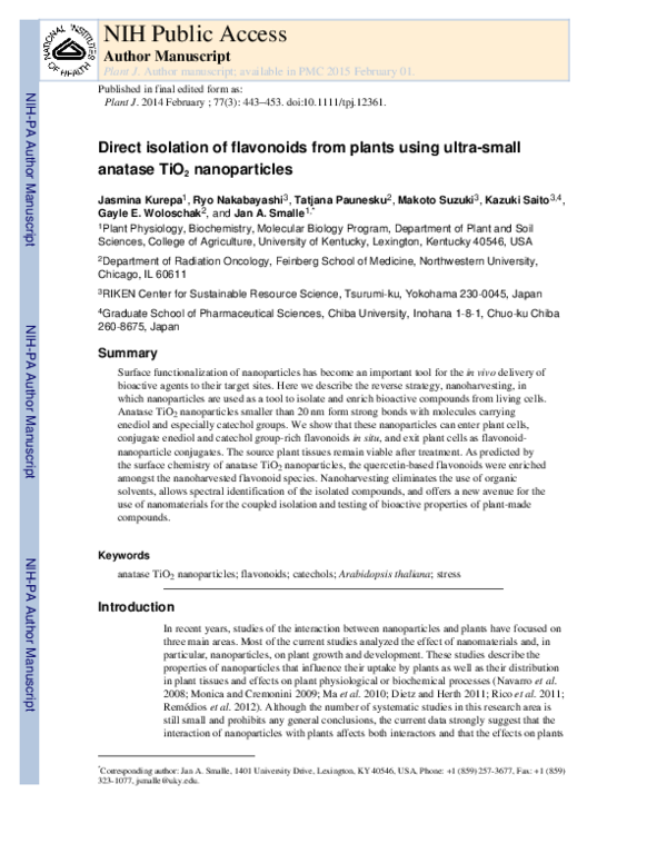 (PDF) Direct isolation of flavonoids from plants using ultrasmall