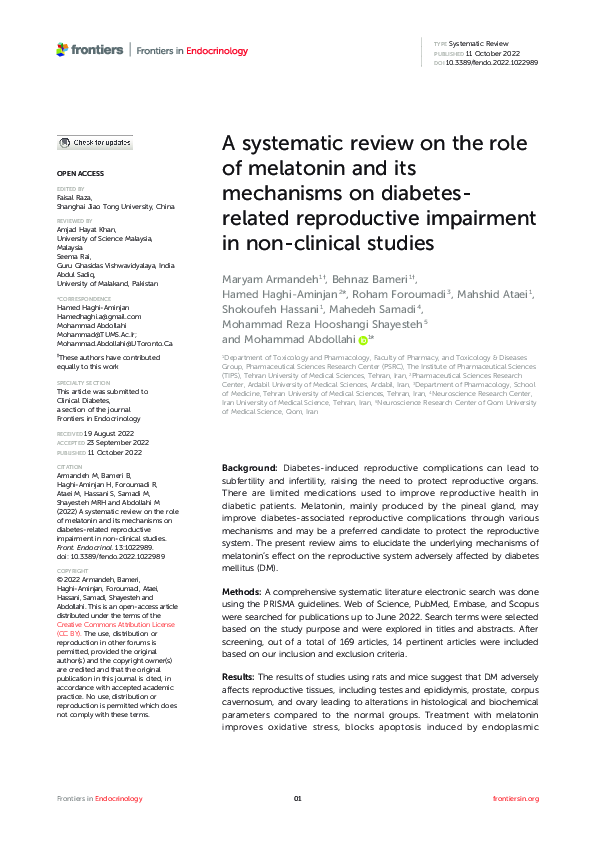 (PDF) A systematic review on the role of melatonin and its mechanisms ...
