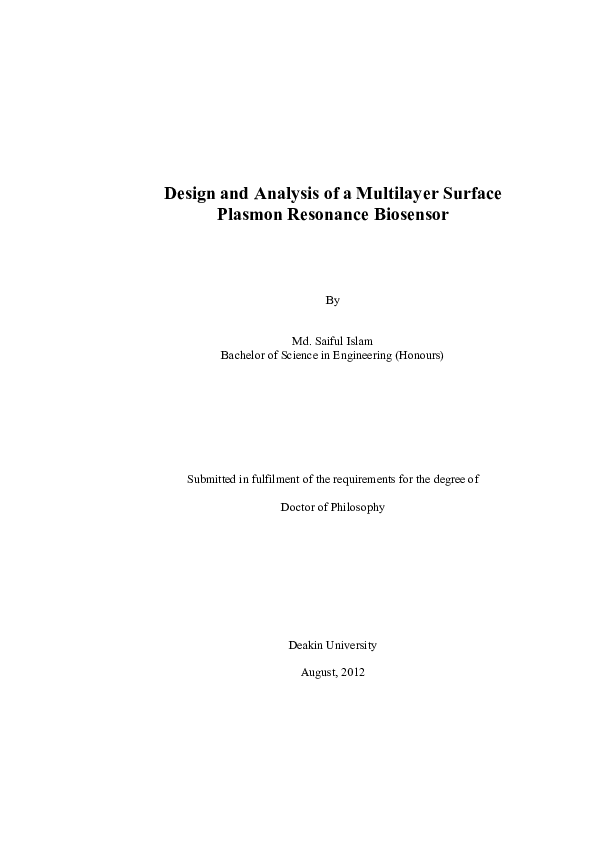 (PDF) Design and Analysis of a Multilayer Localized Surface Plasmon ...