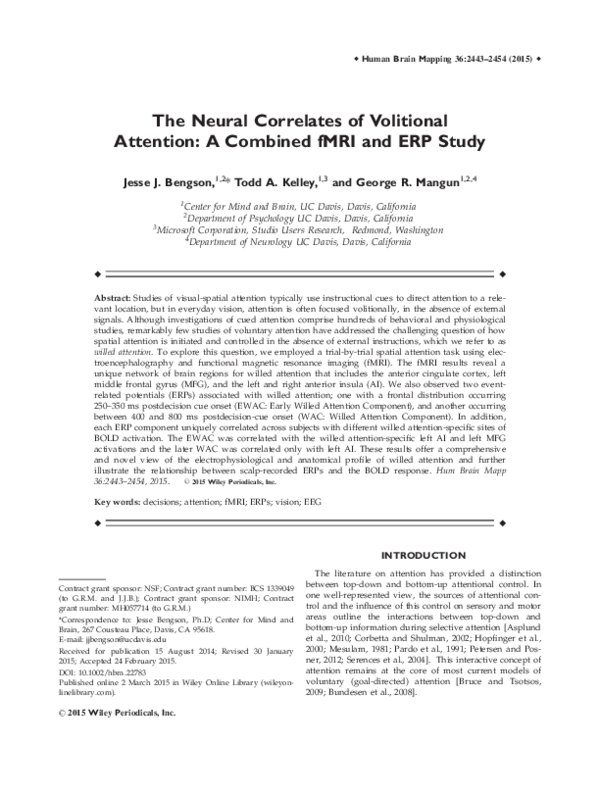 (PDF) The neural correlates of volitional attention: A combined fMRI ...