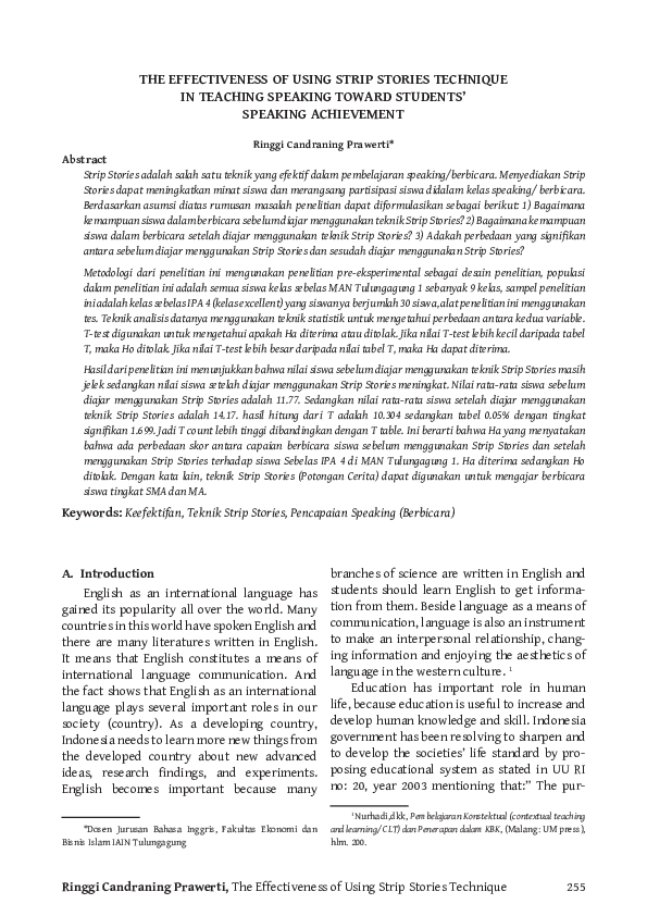 (PDF) The Effectiveness of Using Strip Stories Technique in Teaching ...