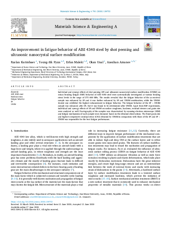 (PDF) An improvement in fatigue behavior of AISI 4340 steel by shot ...