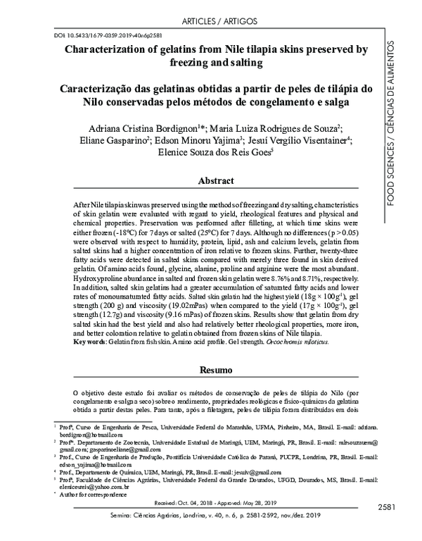 (PDF) Characterization of gelatins from Nile tilapia skins preserved by