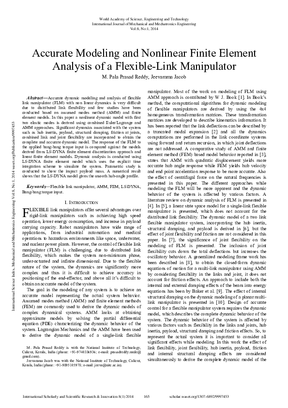 (PDF) Accurate Modeling And Nonlinear Finite Element Analysis Of A ...