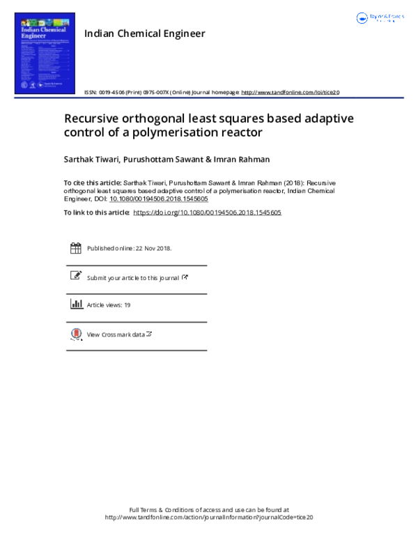 (PDF) Recursive orthogonal least squares based adaptive control of a ...