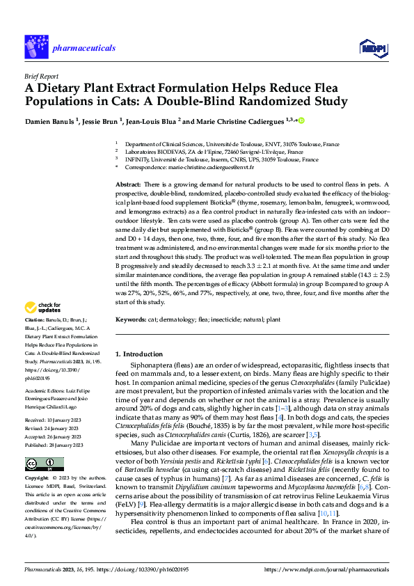 Fresh Look at Pdf A Dietary Plant Extract Formulation Helps Reduce Flea Populations