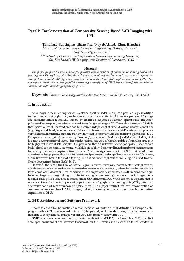 (PDF) Parallel Implementation of Compressive Sensing Based SAR Imaging ...