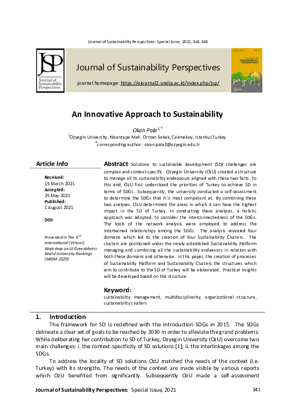 (PDF) An Innovative Approach to Sustainability