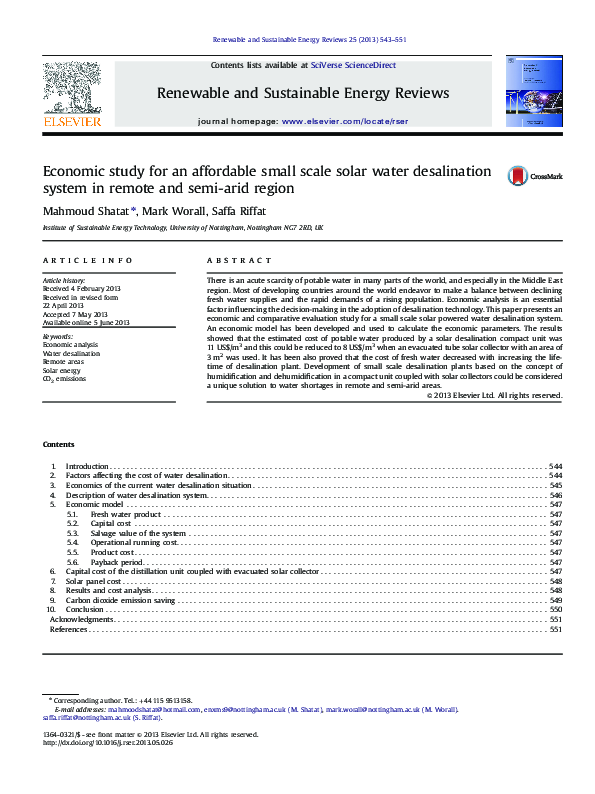 (PDF) Economic study for an affordable small scale solar water ...