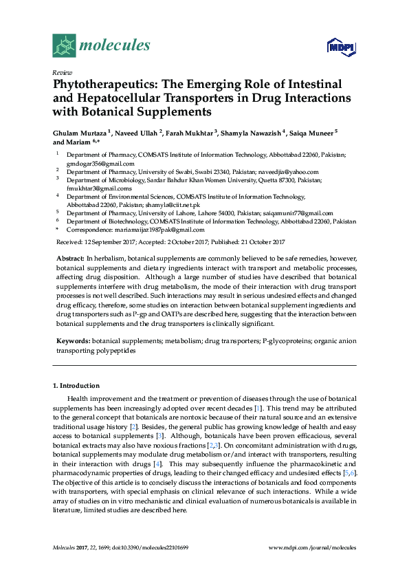 (PDF) Phytotherapeutics: The Emerging Role of Intestinal and ...