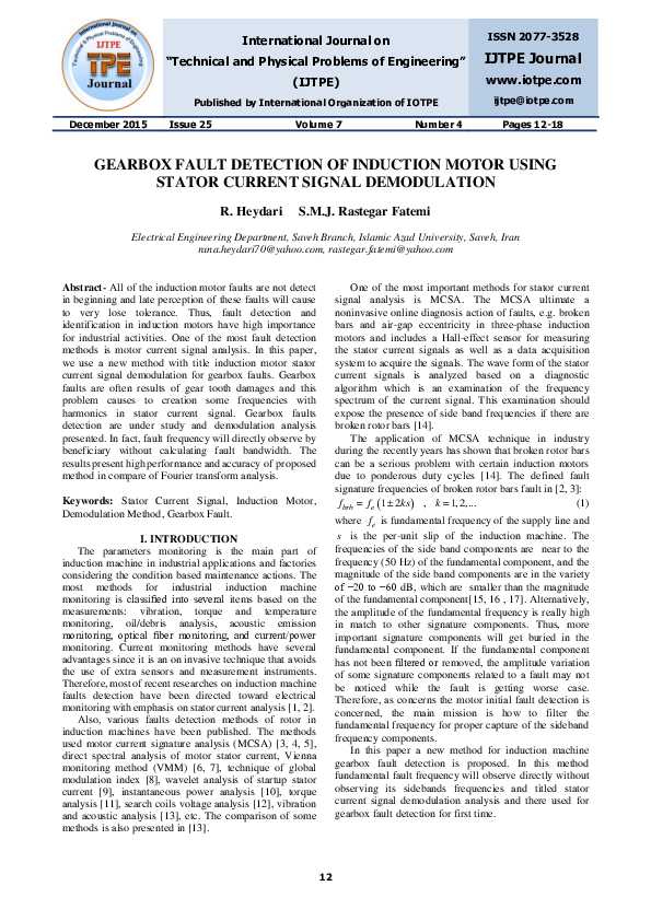 (PDF) Gearbox Fault Detection of Induction Motor Using Stator Current ...