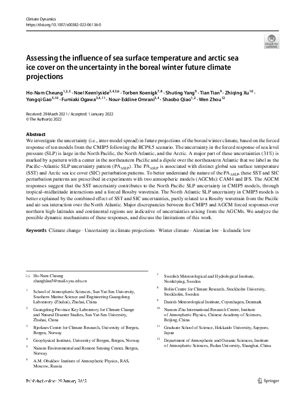 (PDF) Assessing the influence of sea surface temperature and arctic sea ...