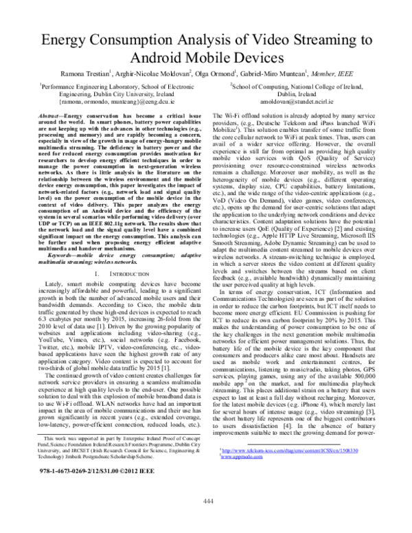 (PDF) Energy consumption analysis of video streaming to Android mobile ...