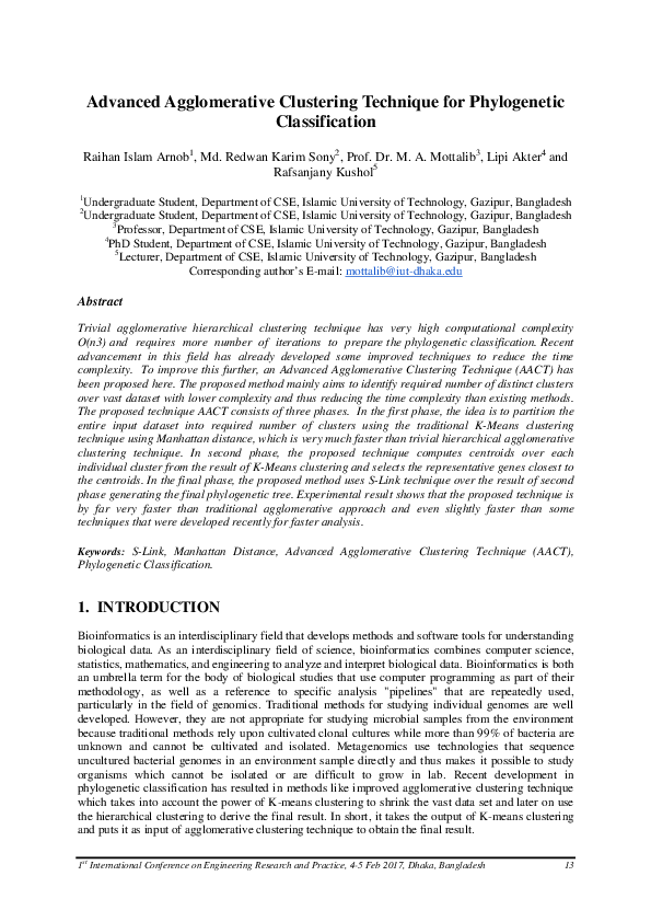 (PDF) Advanced Agglomerative Clustering Technique for Phylogenetic ...