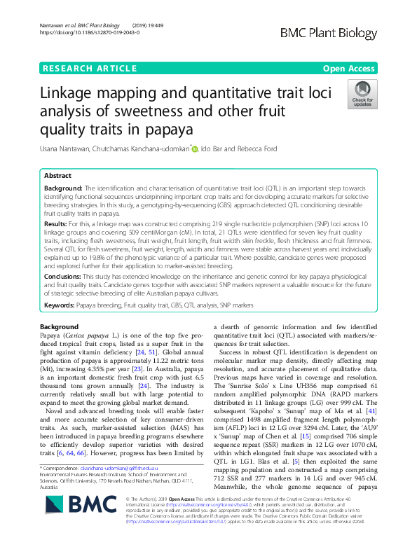 (PDF) Linkage mapping and quantitative trait loci analysis of sweetness ...