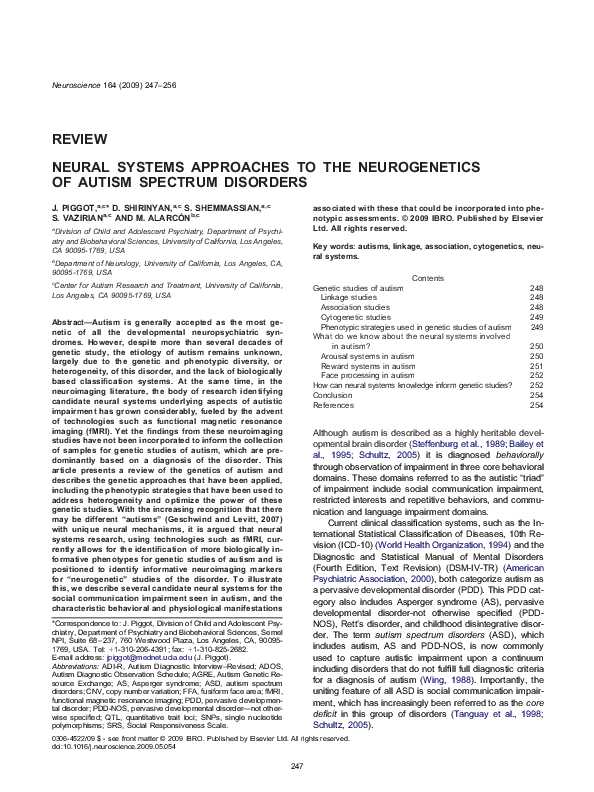 (PDF) Neural systems approaches to the neurogenetics of autism spectrum ...