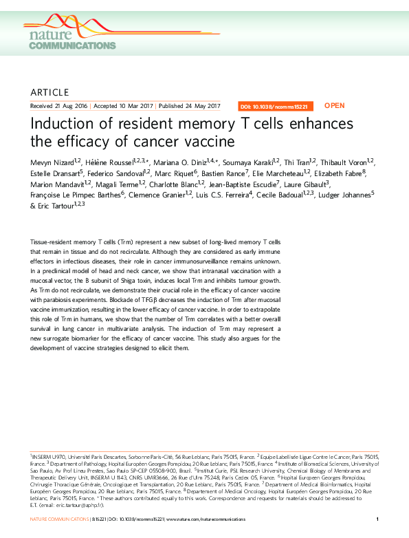 (PDF) Induction of resident memory T cells enhances the efficacy of ...