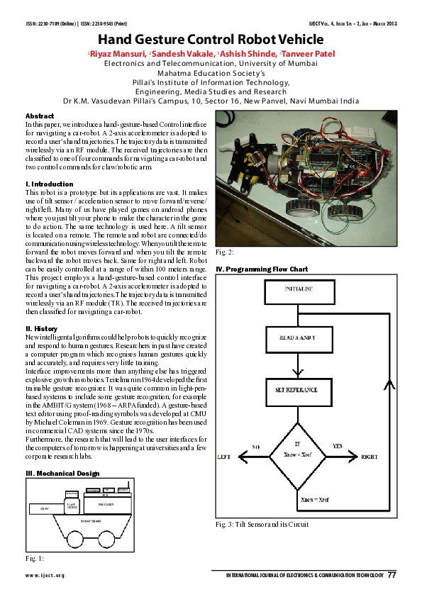 (PDF) Hand Gesture Control Robot Vehicle 1