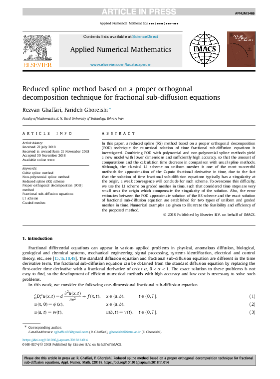 (PDF) Reduced spline method based on a proper orthogonal decomposition ...