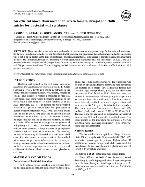 (PDF) An efficient inoculation method to screen tomato, brinjal and ...